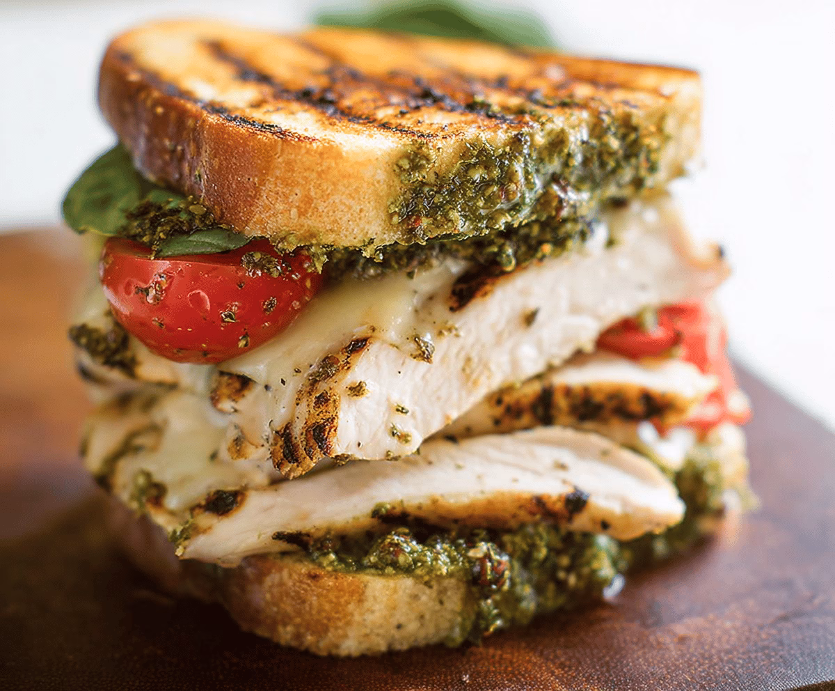 Easy Pesto Chicken Sandwich on Sourdough Bread