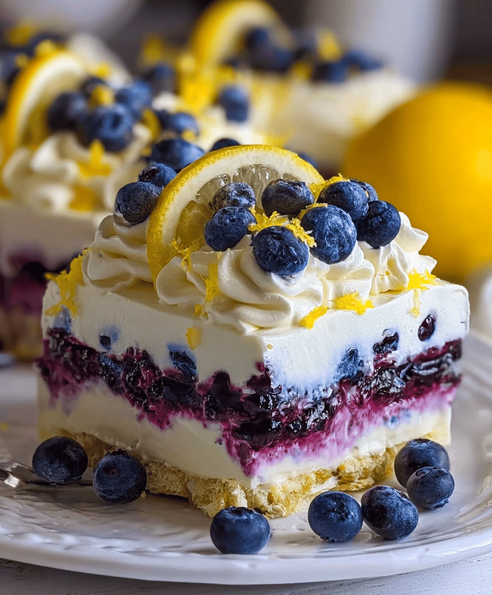 No-Bake Lemon Blueberry Cream Cake Recipe