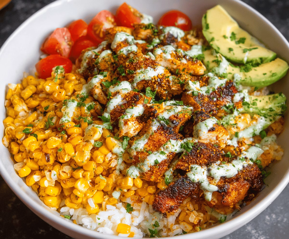 Healthy Street Corn Chicken Rice Bowl Recipe